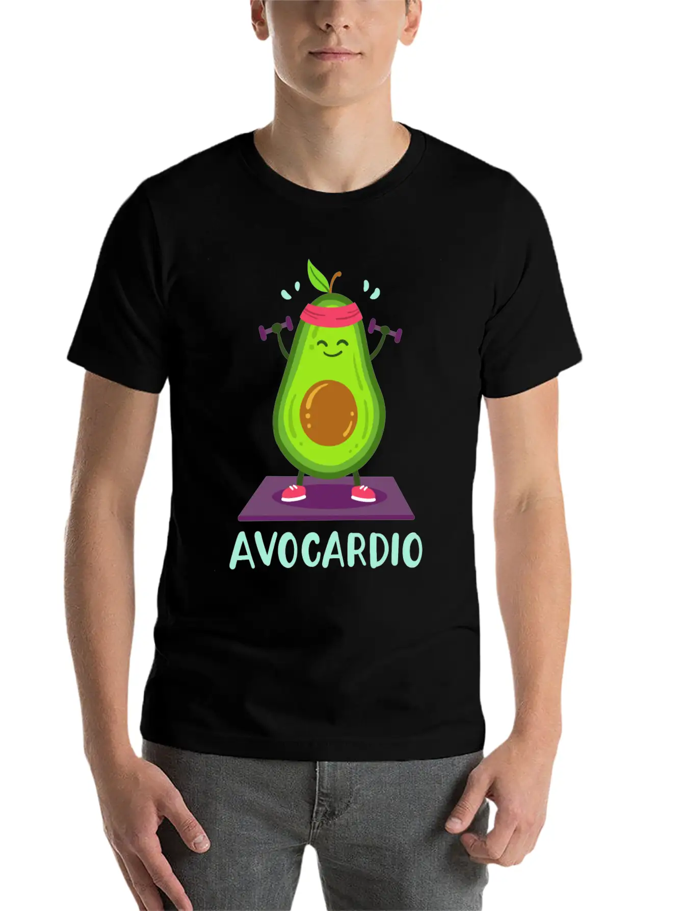 Avocado Cardio Workout Kawaii Modern Fit Casual T-Shirt – Clean And Versatile Design