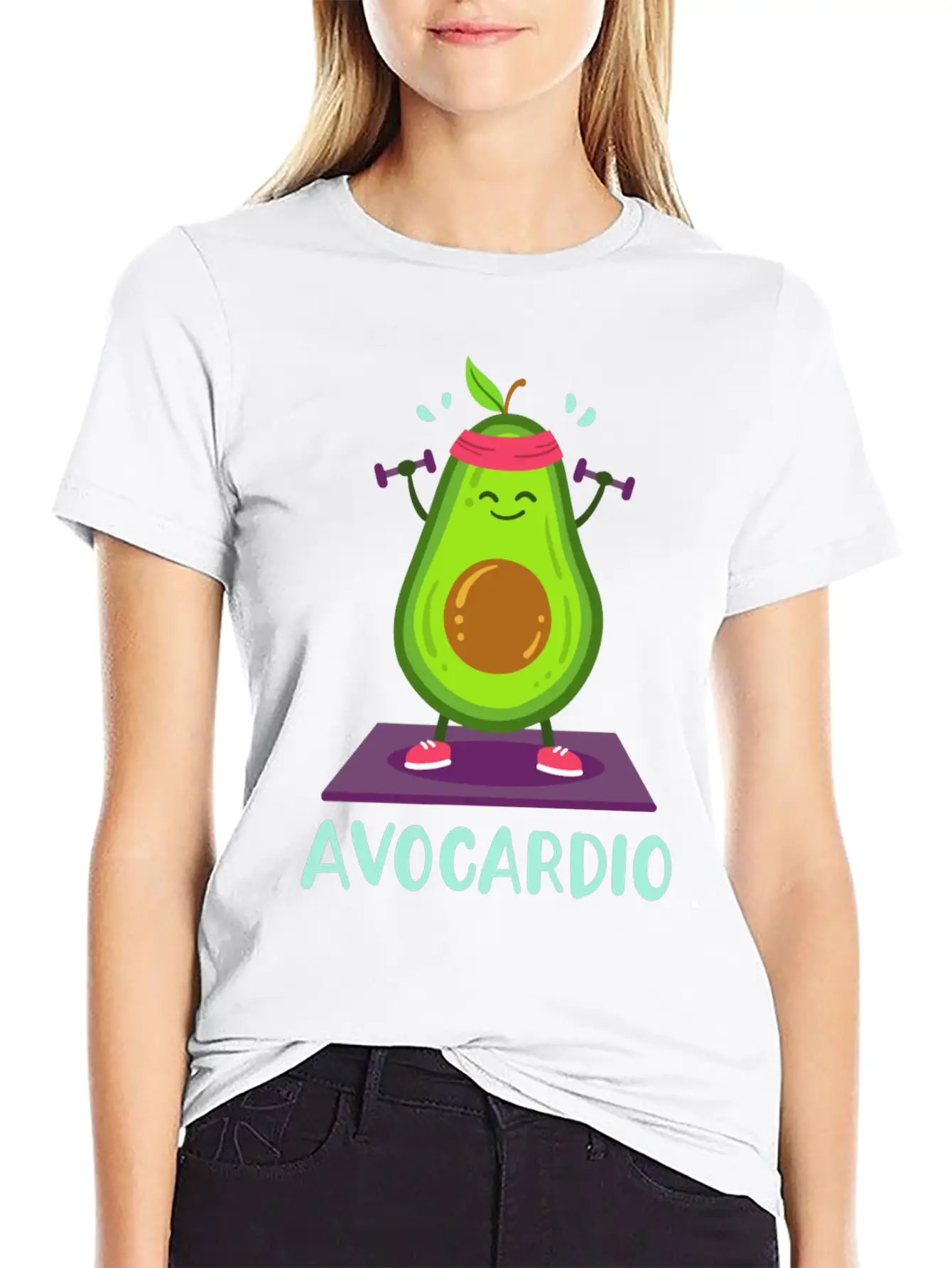 Avocado Cardio Workout Kawaii Modern Fit Casual T-Shirt – Clean And Versatile Design