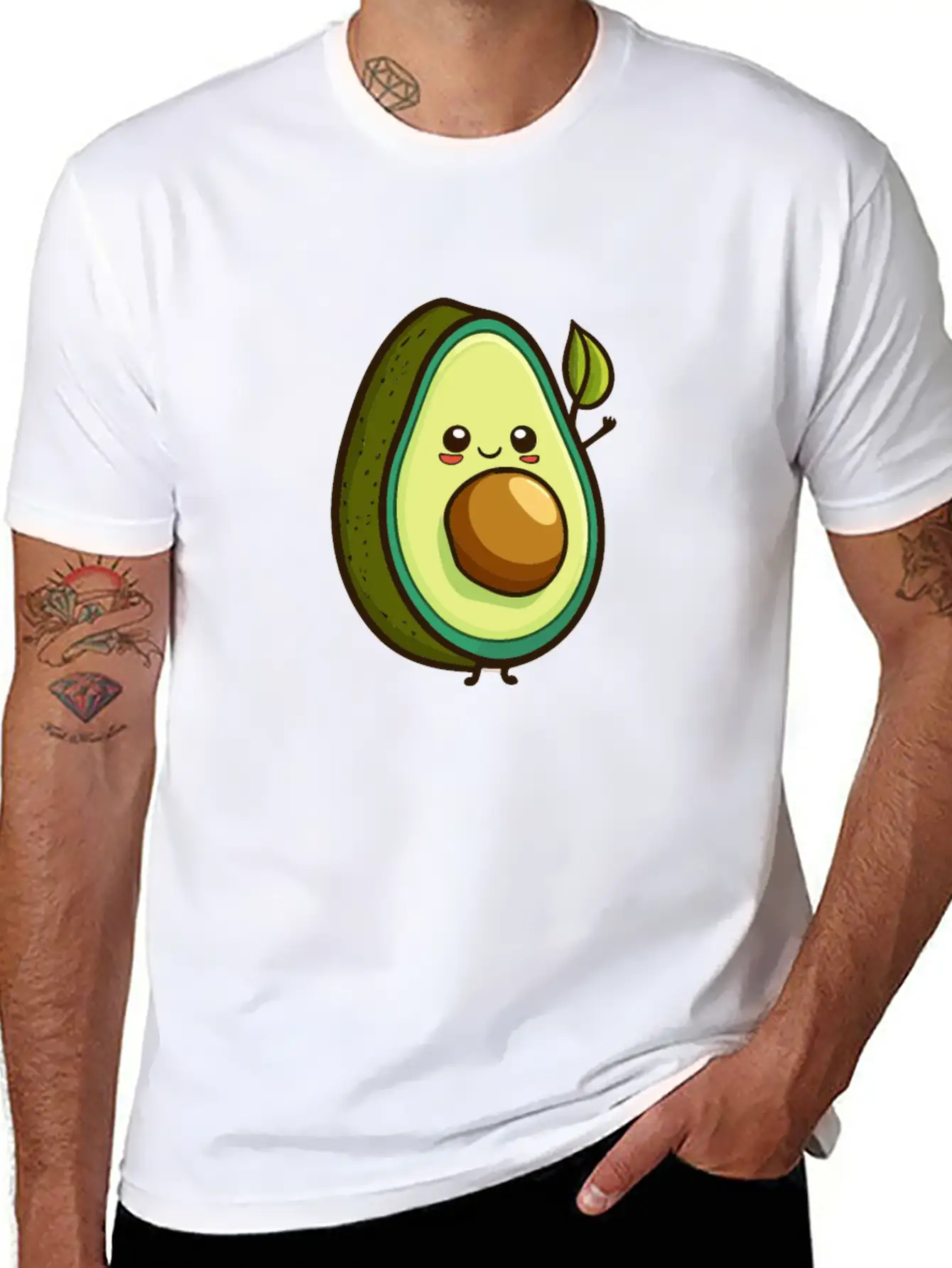Avocado Cartoon Style Relaxed Everyday Tee – Lightweight And Durable Cotton