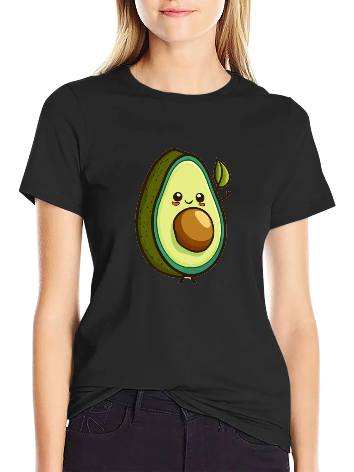 Avocado Cartoon Style Relaxed Everyday Tee – Lightweight And Durable Cotton
