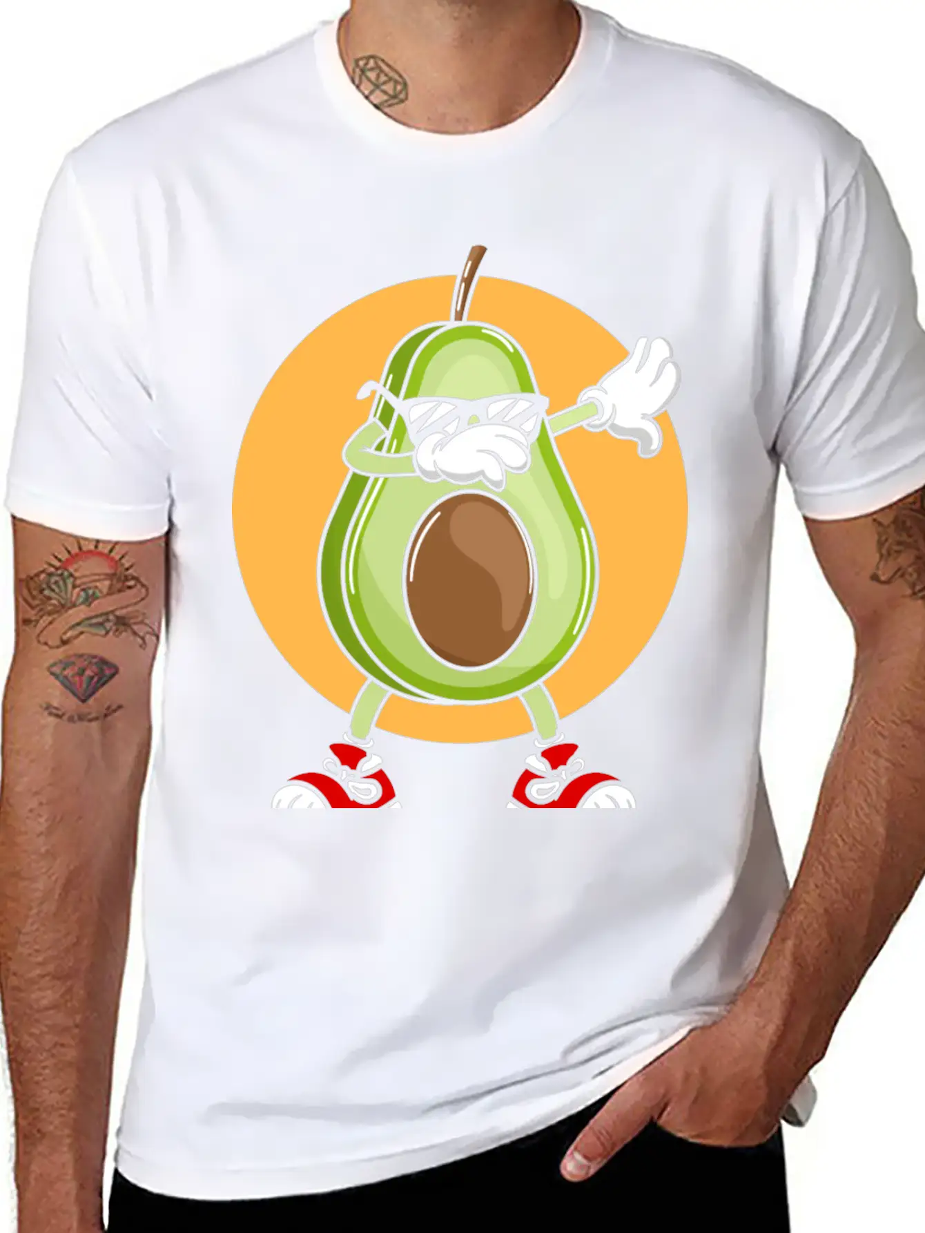 Avocado Punk Dabbing Cool With Sunglasses Fruit Modern Fit Casual T-Shirt – Clean And Versatile Design