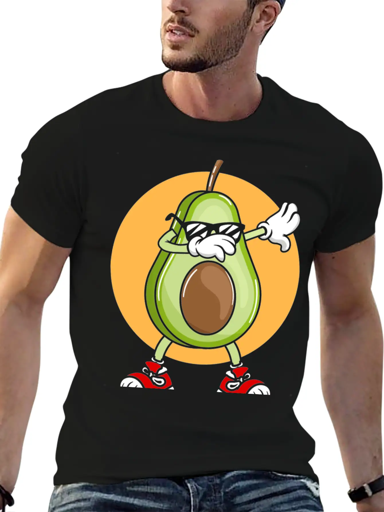 Avocado Punk Dabbing Cool With Sunglasses Fruit Modern Fit Casual T-Shirt – Clean And Versatile Design