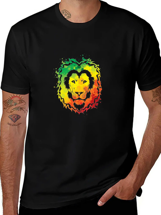 Awesome Colorful Lion Splash Reggae Essential Cotton Tee For Daily Outfits – Unisex Style
