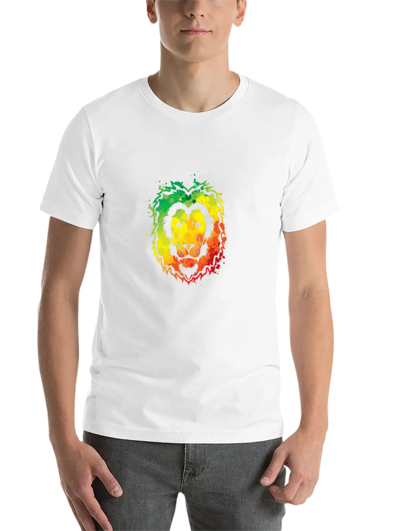 Awesome Colorful Lion Splash Reggae Essential Cotton Tee For Daily Outfits – Unisex Style