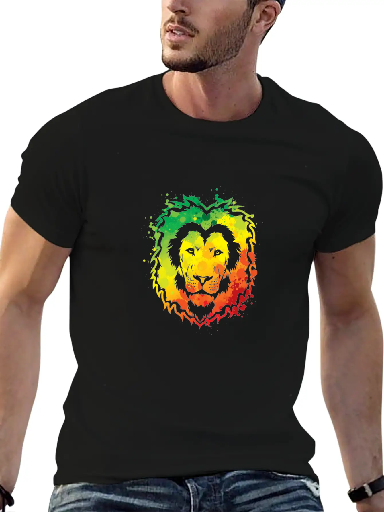 Awesome Colorful Lion Splash Reggae Essential Cotton Tee For Daily Outfits – Unisex Style
