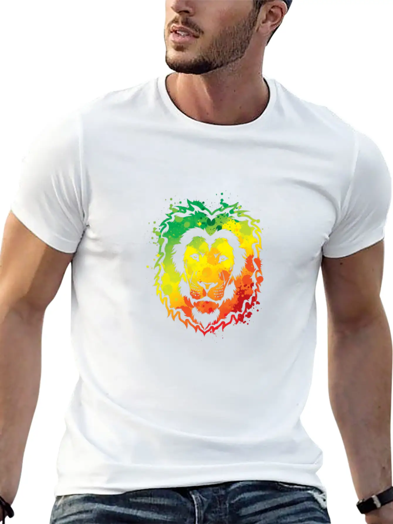 Awesome Colorful Lion Splash Reggae Essential Cotton Tee For Daily Outfits – Unisex Style