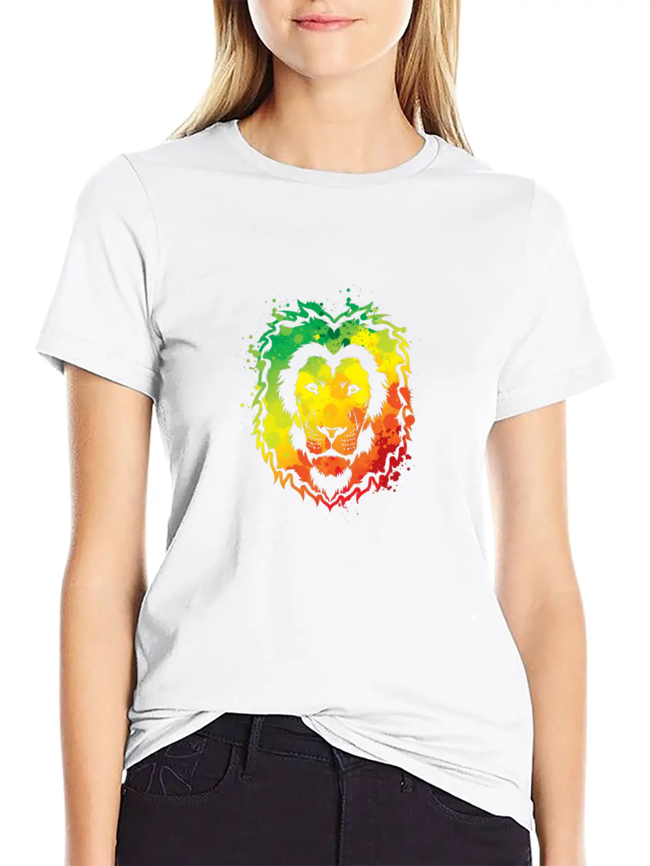 Awesome Colorful Lion Splash Reggae Essential Cotton Tee For Daily Outfits – Unisex Style