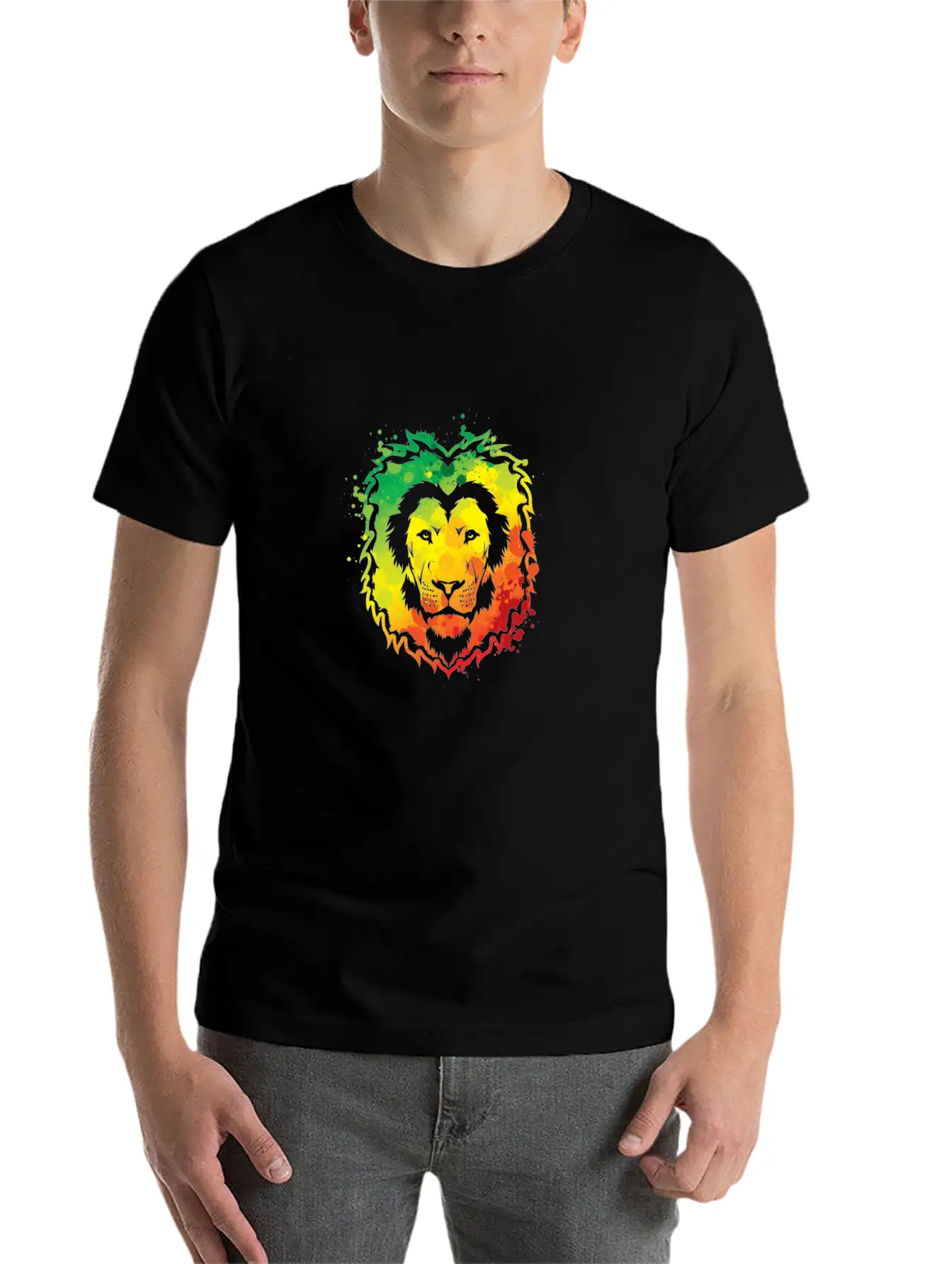 Awesome Colorful Lion Splash Reggae Essential Cotton Tee For Daily Outfits – Unisex Style