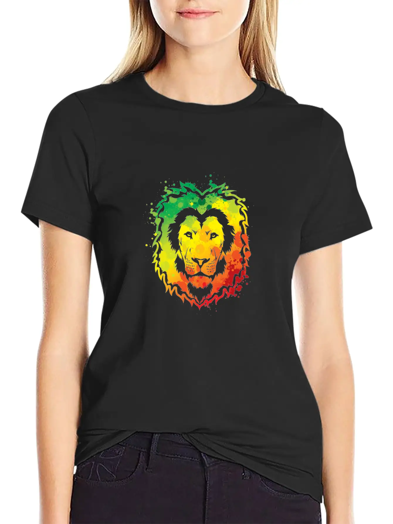 Awesome Colorful Lion Splash Reggae Essential Cotton Tee For Daily Outfits – Unisex Style