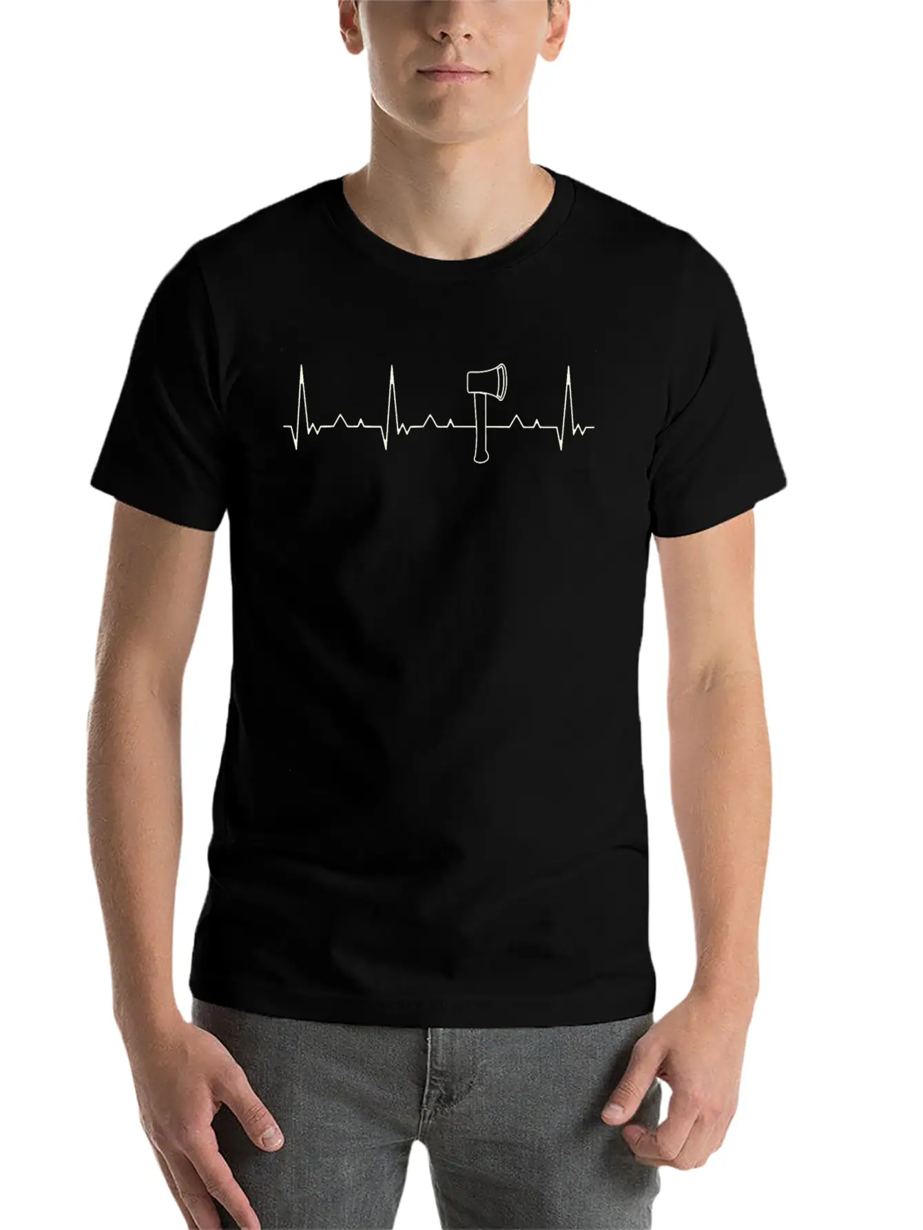 Axe. Heart. Love. EKG. Pulse. Beat. Unisex Casual T-Shirt – Clean Design For Daily Comfort