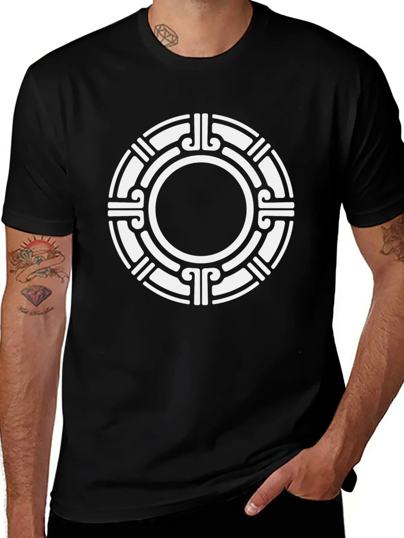 Aztec Tribal Circular Border Pattern Lightweight Cotton T-Shirt – Daily Comfort Graphic Shirt