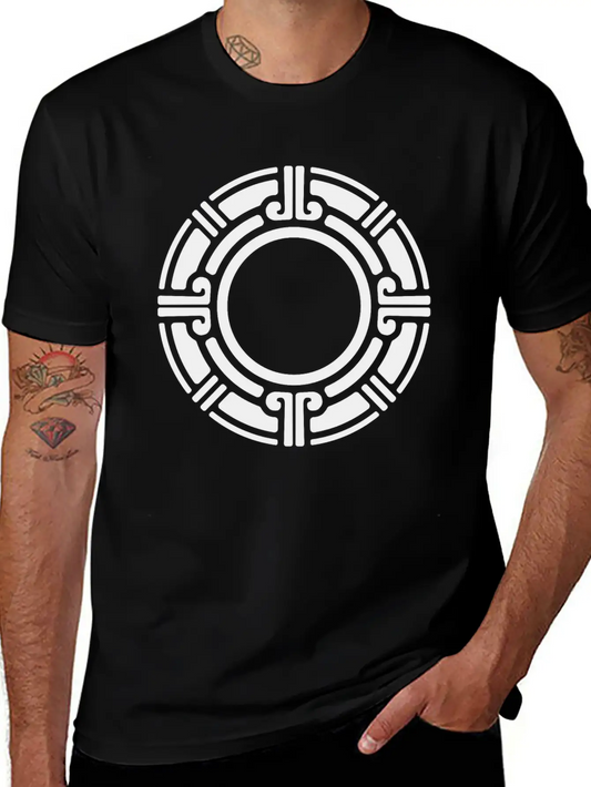 Aztec Tribal Circular Border Pattern Lightweight Cotton T-Shirt – Daily Comfort Graphic Shirt