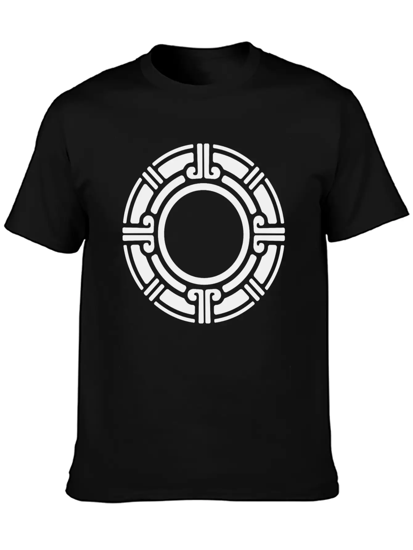 Aztec Tribal Circular Border Pattern Lightweight Cotton T-Shirt – Daily Comfort Graphic Shirt