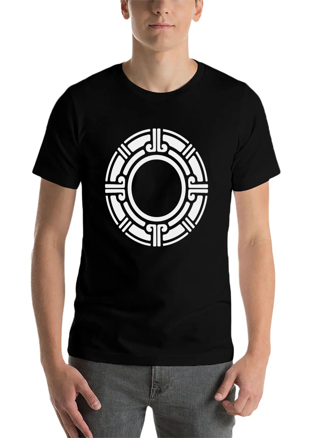 Aztec Tribal Circular Border Pattern Lightweight Cotton T-Shirt – Daily Comfort Graphic Shirt