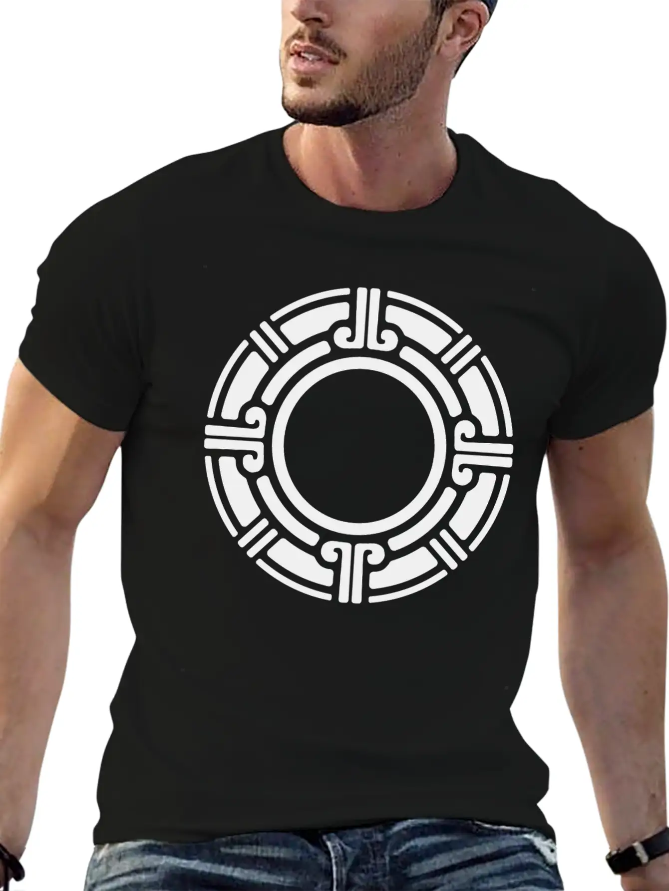 Aztec Tribal Circular Border Pattern Lightweight Cotton T-Shirt – Daily Comfort Graphic Shirt