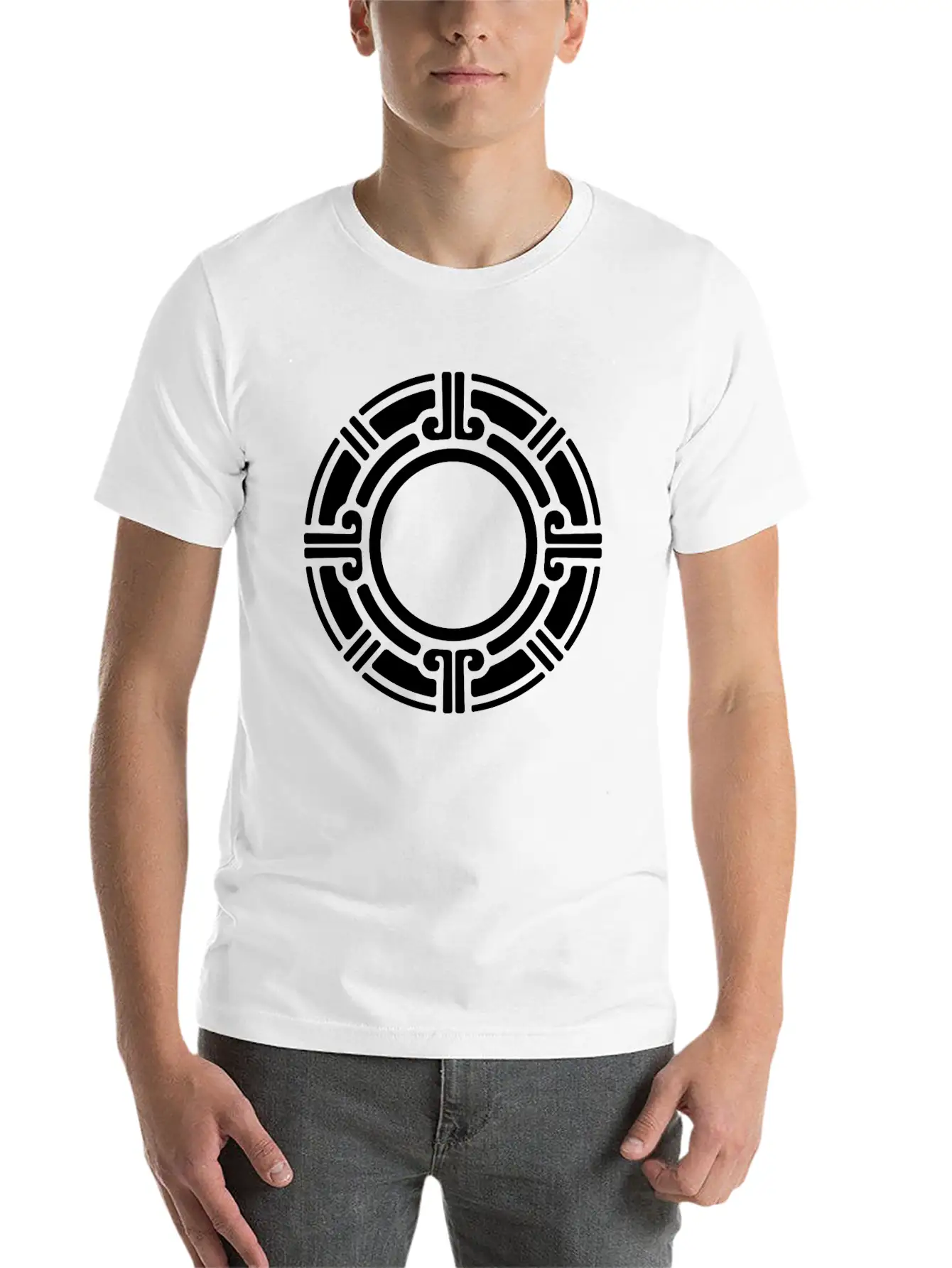 Aztec Tribal Circular Border Pattern Lightweight Cotton T-Shirt – Daily Comfort Graphic Shirt