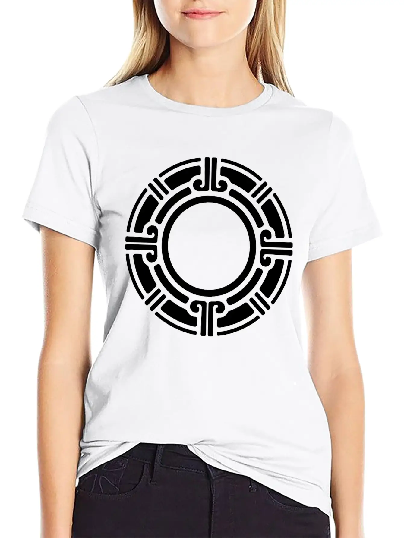 Aztec Tribal Circular Border Pattern Lightweight Cotton T-Shirt – Daily Comfort Graphic Shirt