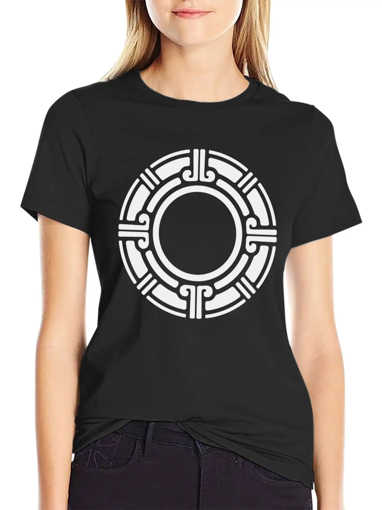 Aztec Tribal Circular Border Pattern Lightweight Cotton T-Shirt – Daily Comfort Graphic Shirt
