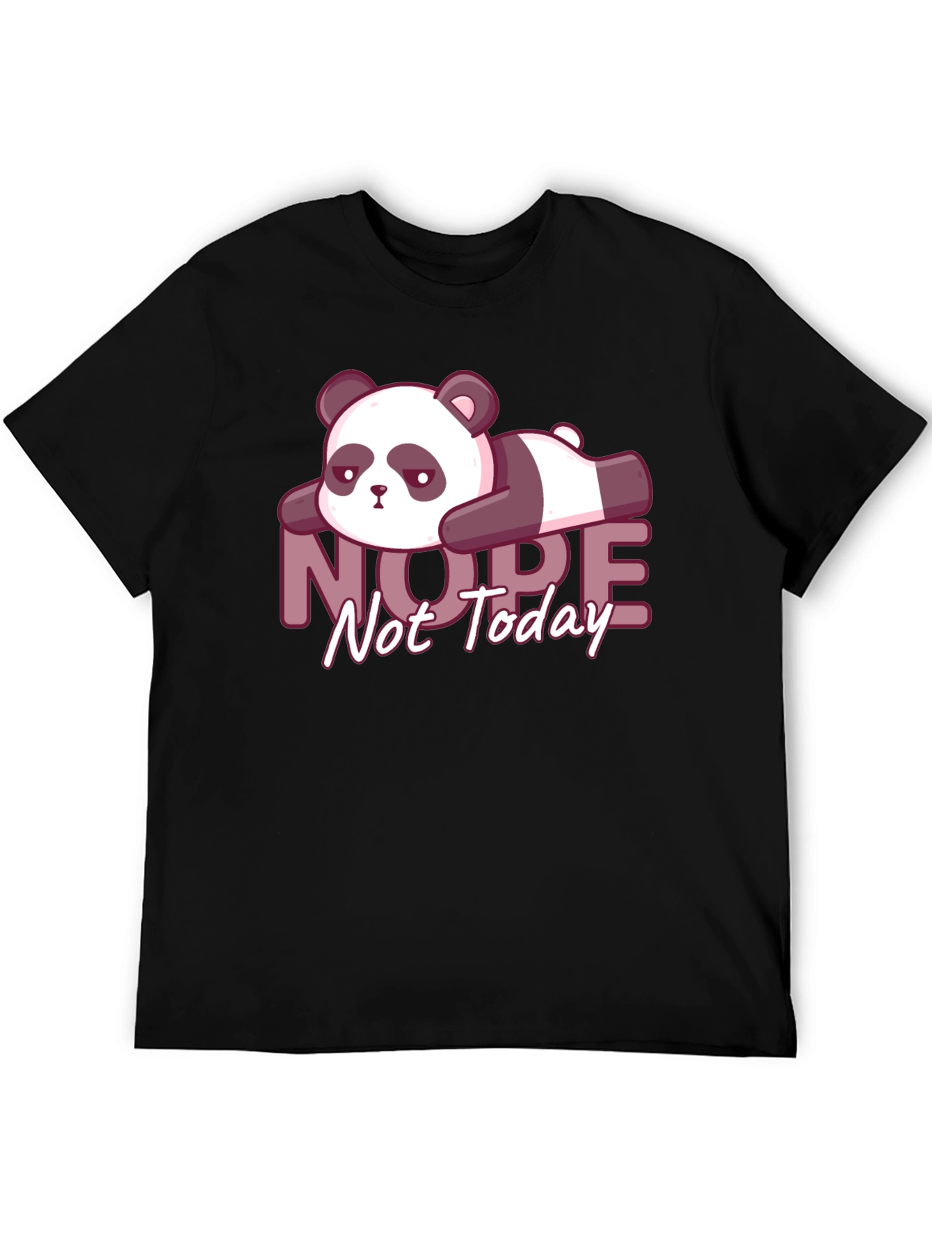 Nope Not Today Lazy Panda Graphic Tee - Black