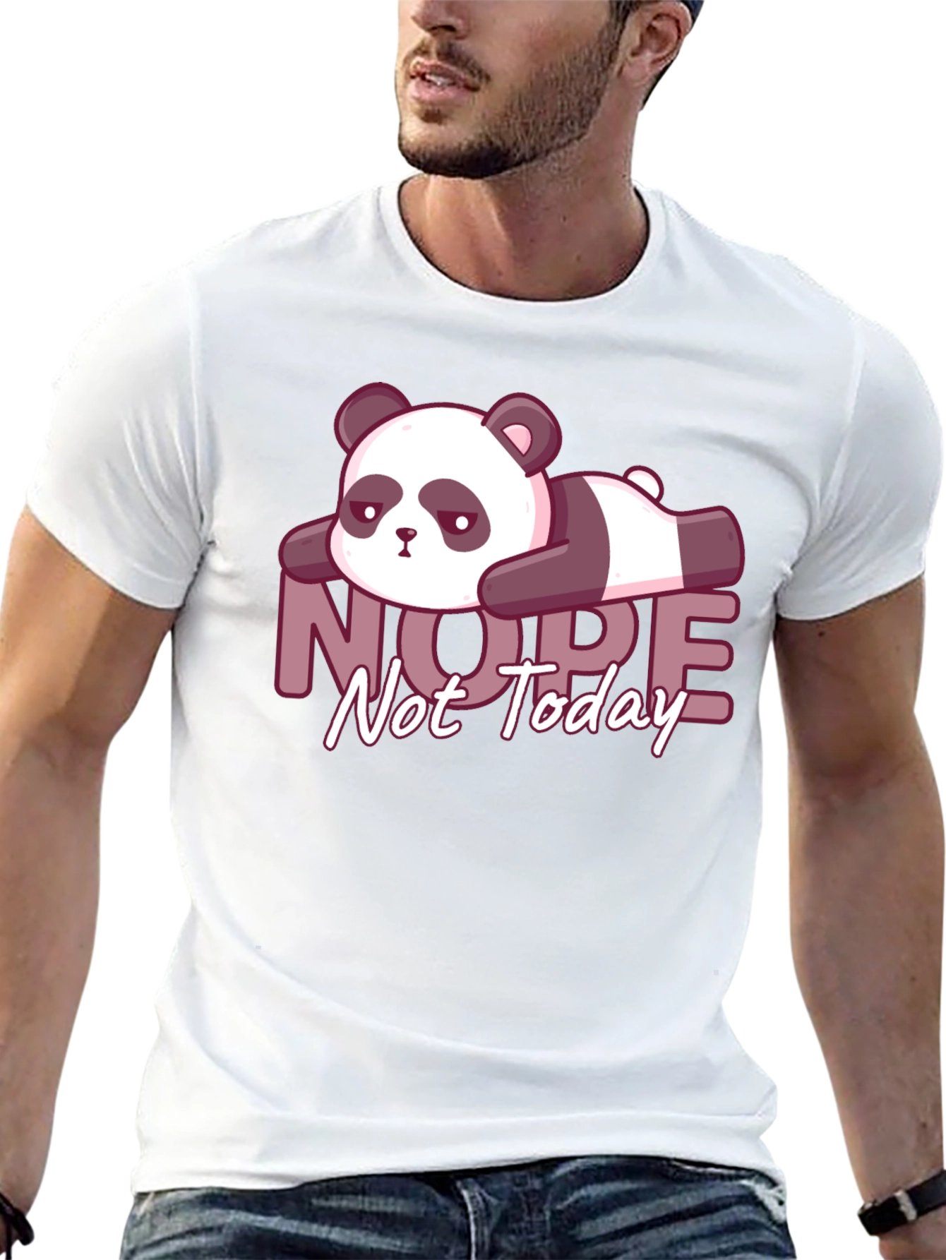 Nope Not Today Lazy Panda Graphic Tee - Black