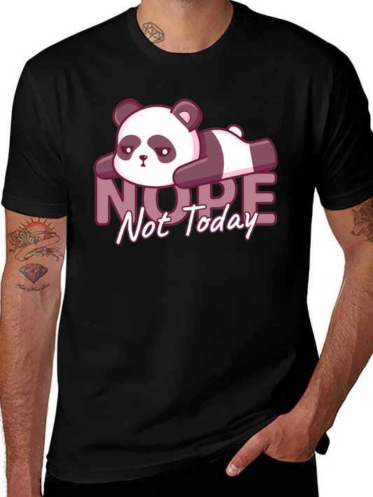 Nope Not Today Lazy Panda Graphic Tee - Black