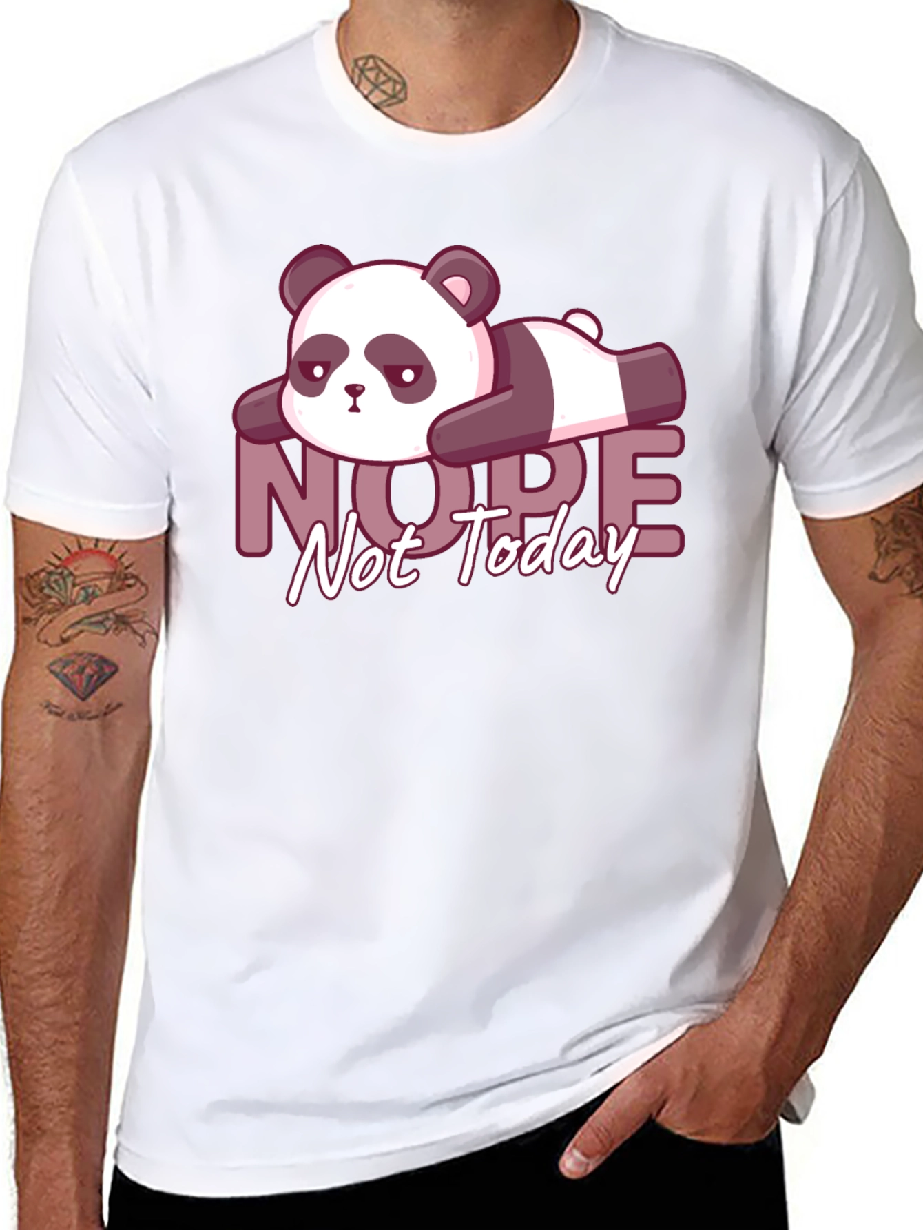 Nope Not Today Lazy Panda Graphic Tee - Black