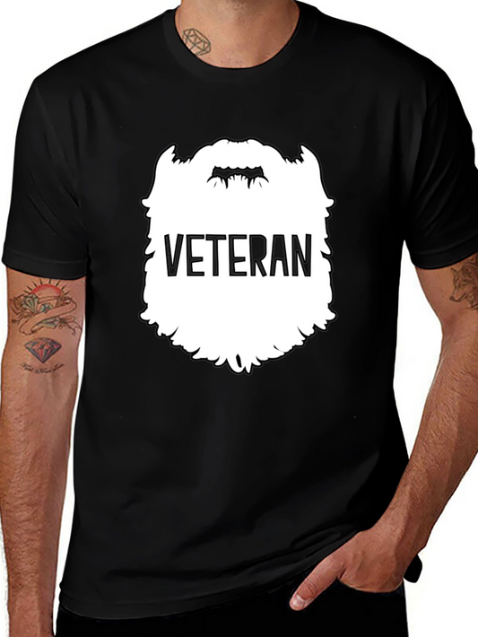 Veteran Beard Graphic Tee - Black Crewneck