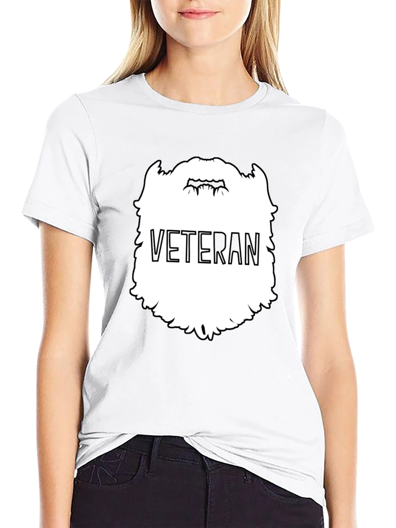 Veteran Beard Graphic Tee - Black Crewneck