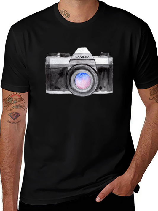 Retro Camera Graphic Black T-Shirt