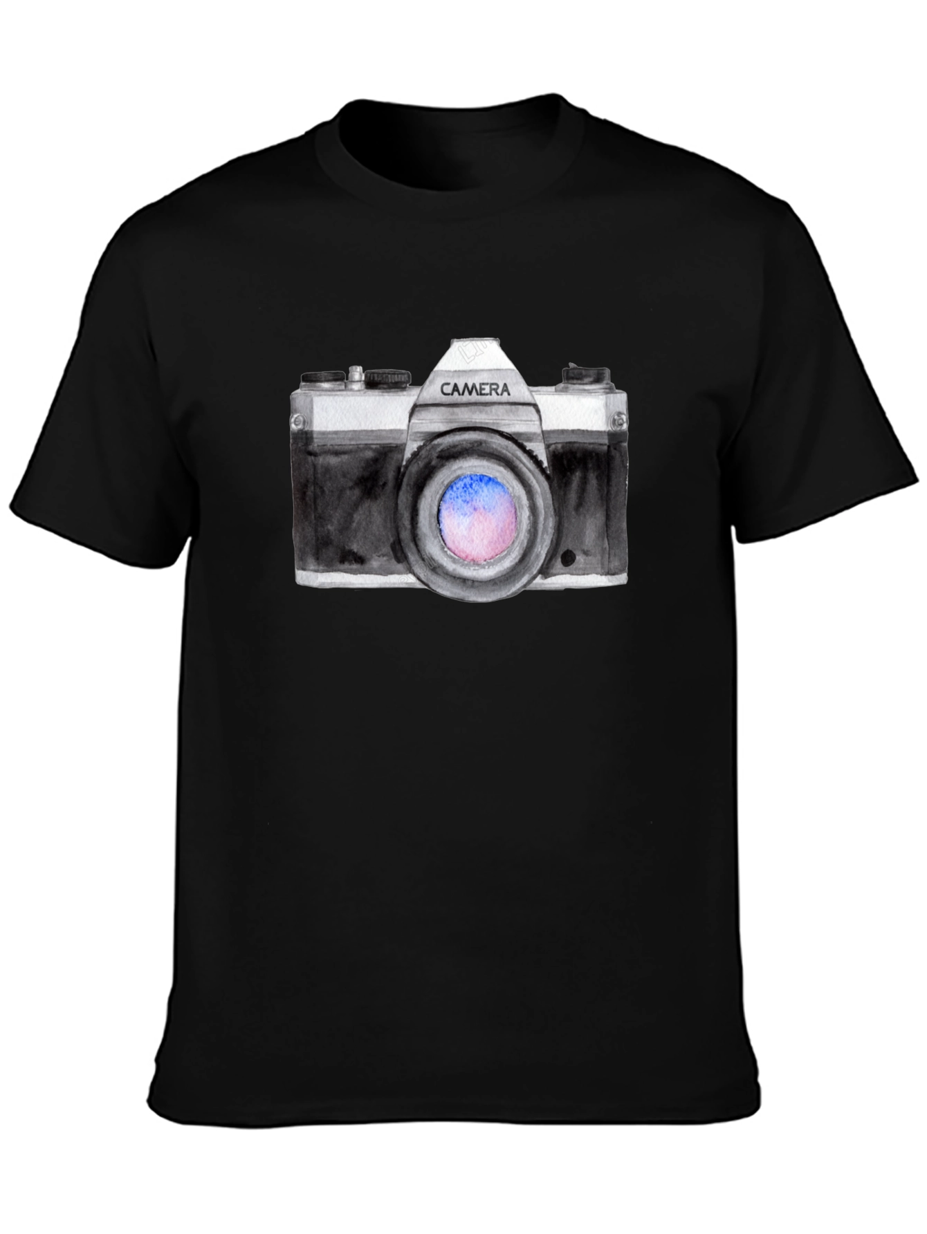Retro Camera Graphic Black T-Shirt