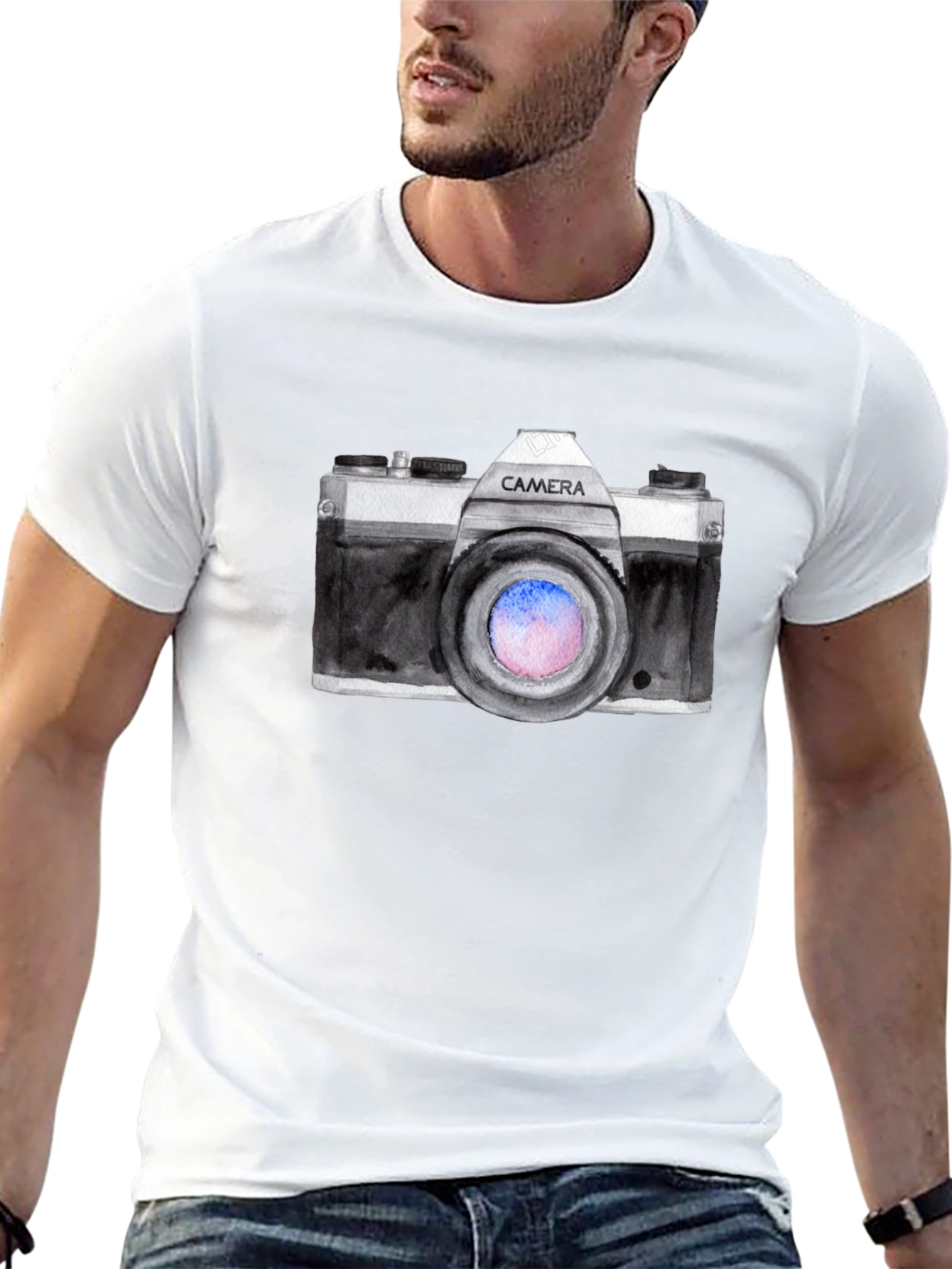 Retro Camera Graphic Black T-Shirt