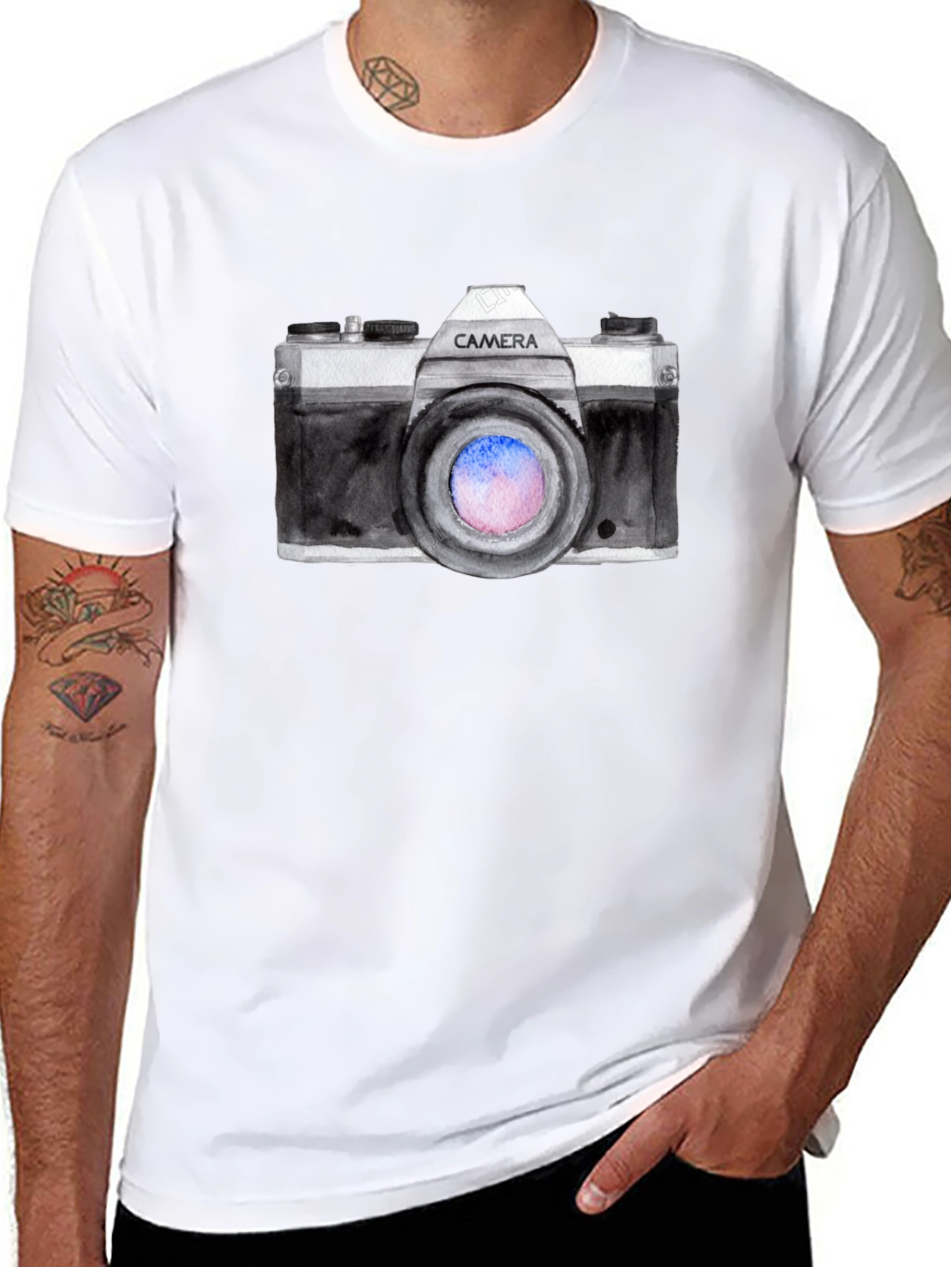 Retro Camera Graphic Black T-Shirt