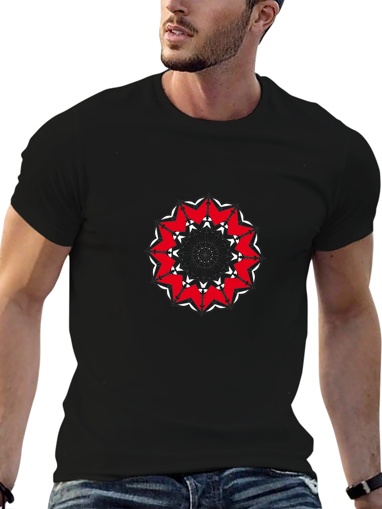 Abstract Mandala Graphic Black T-Shirt