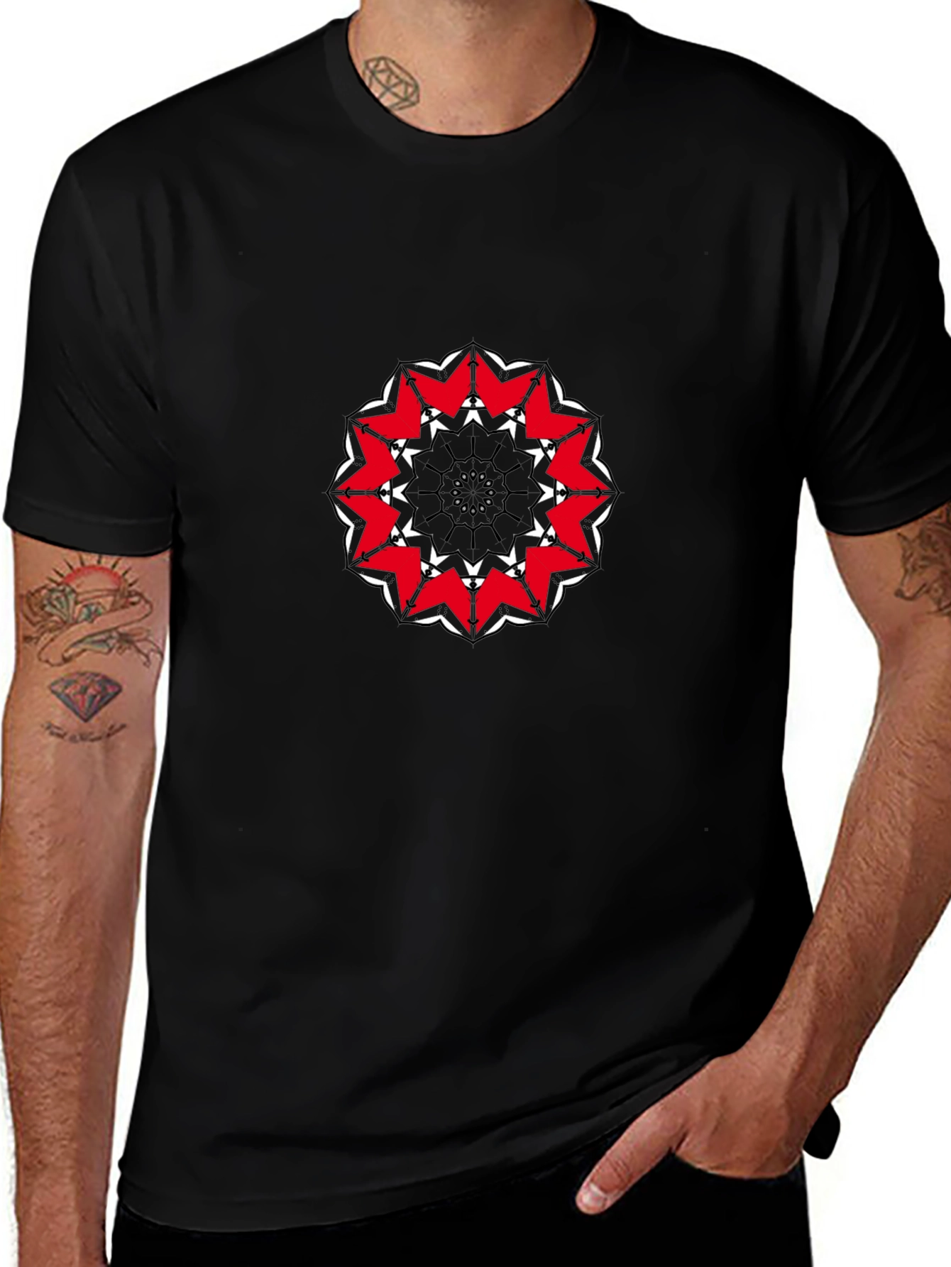 Abstract Mandala Graphic Black T-Shirt