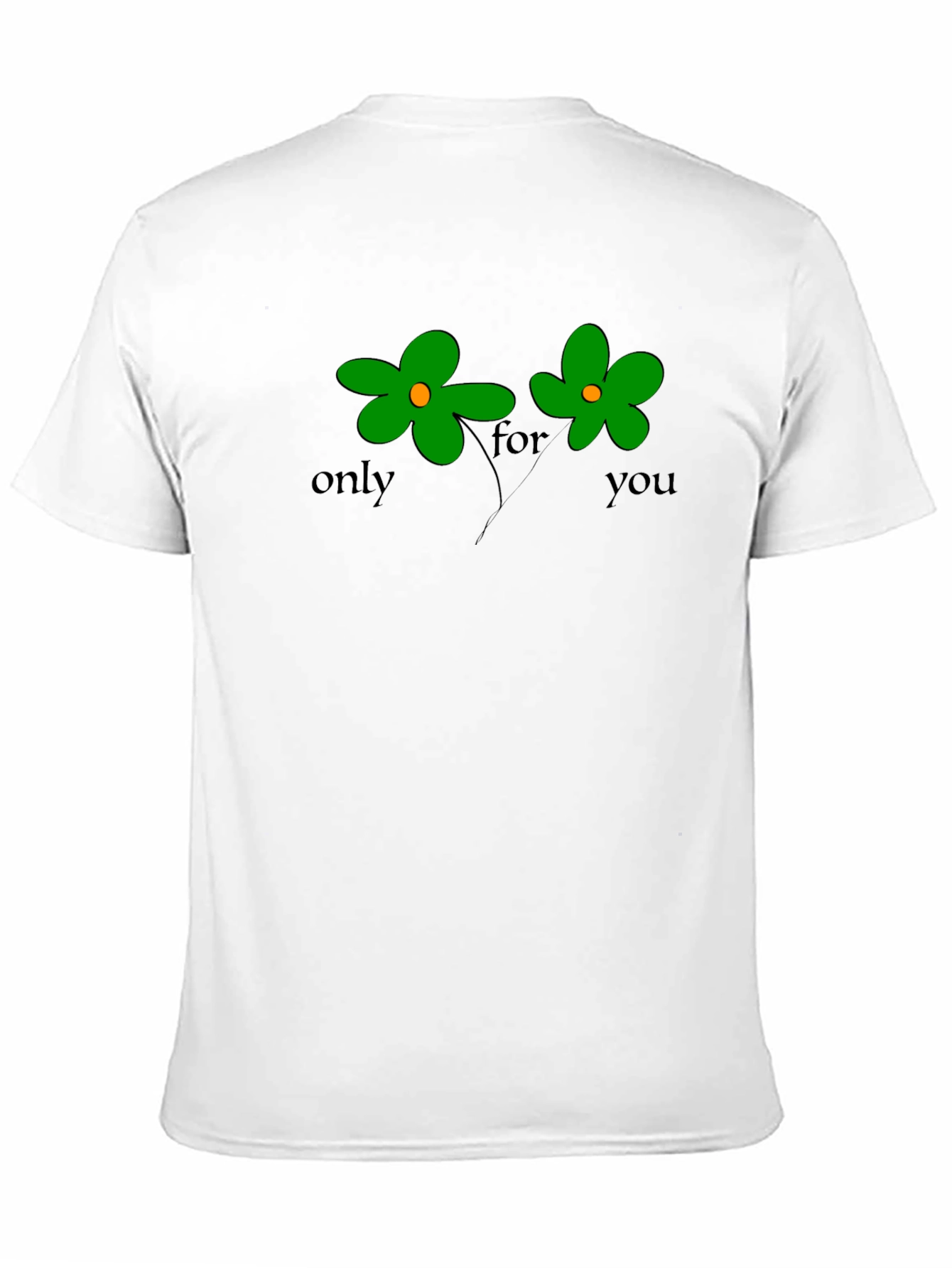 Only For You Green Flower Graphic Black T-Shirt