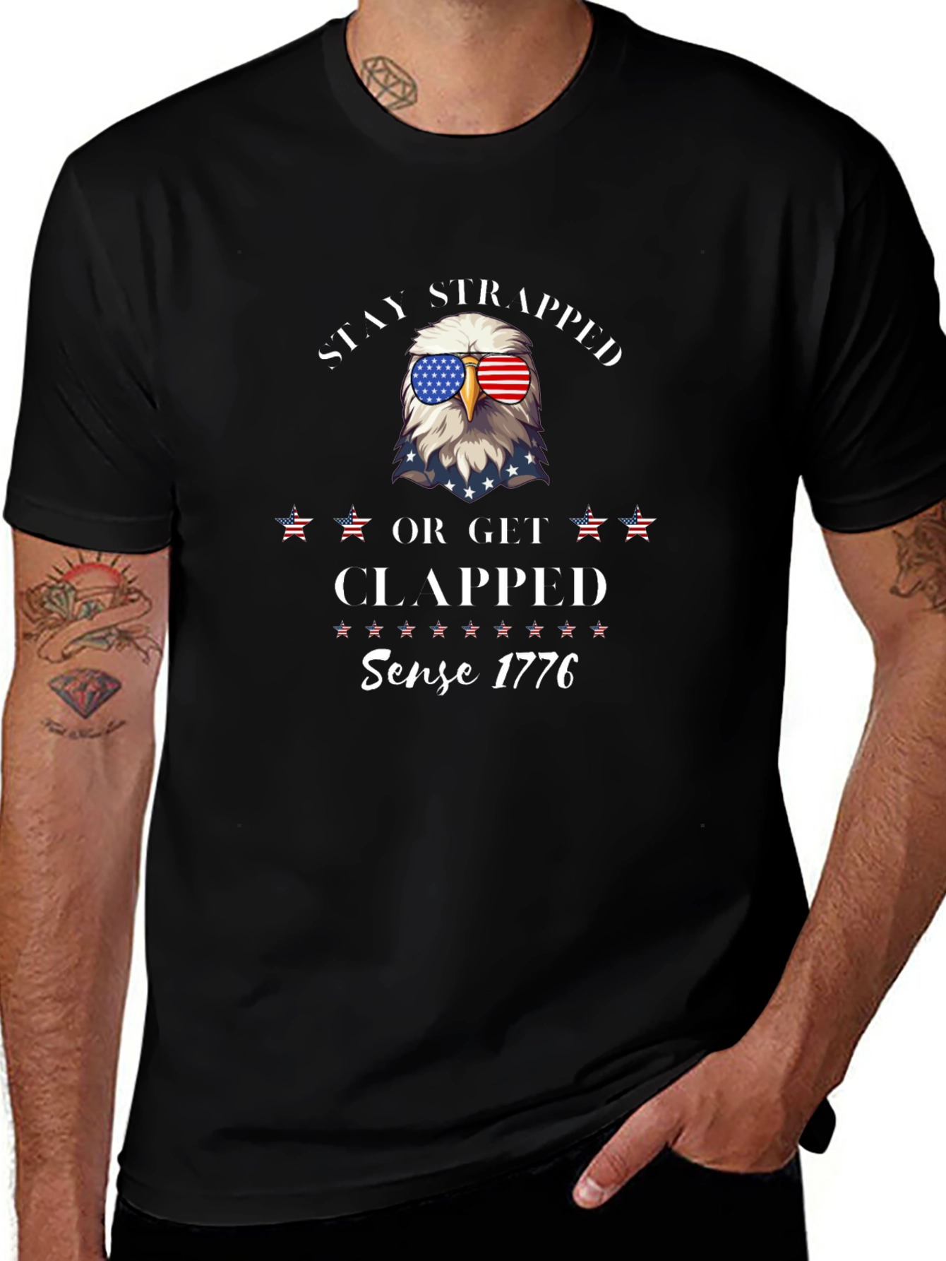 Stay Strapped Eagle T-Shirt Patriotic Design