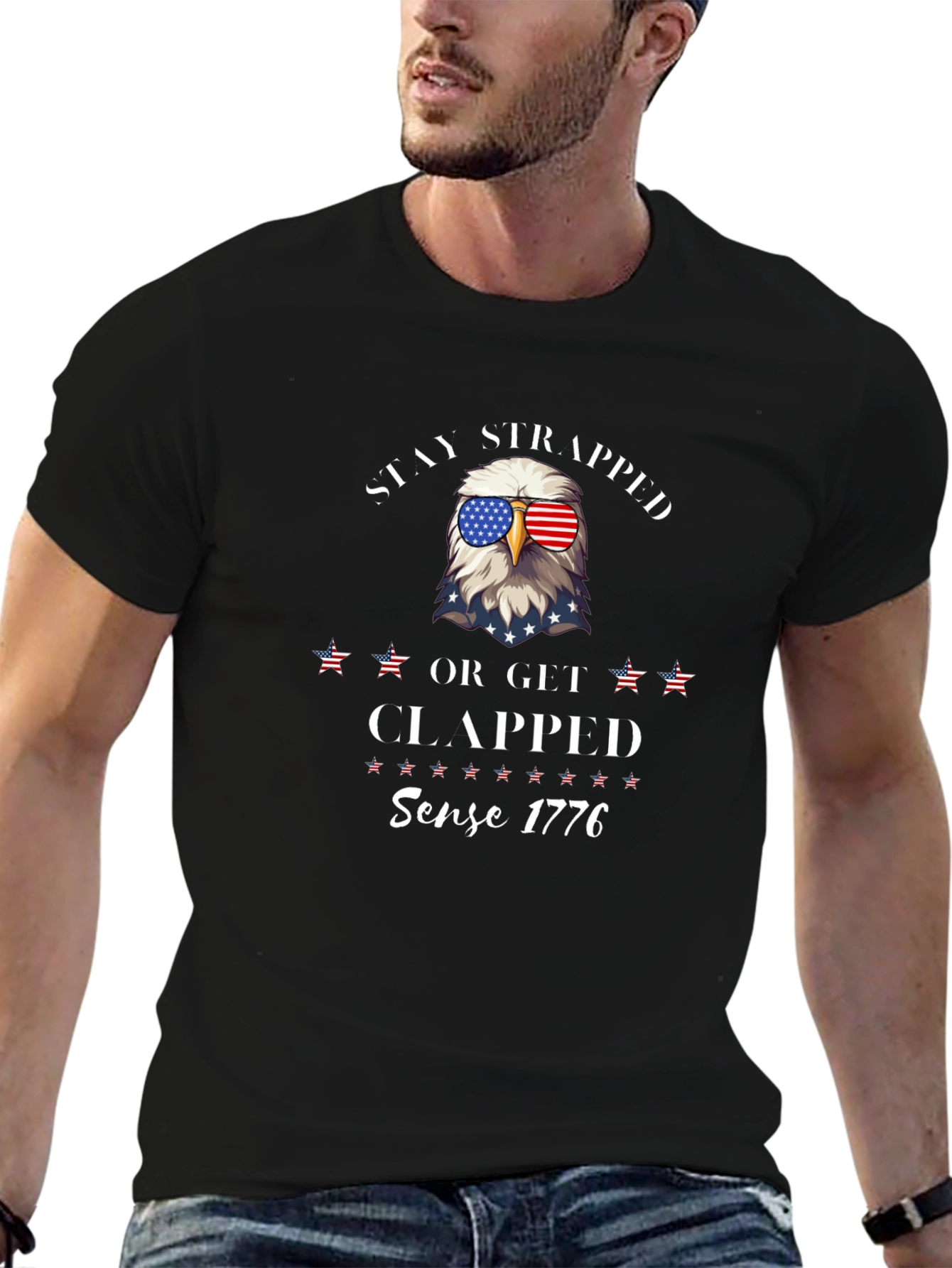 Stay Strapped Eagle T-Shirt Patriotic Design
