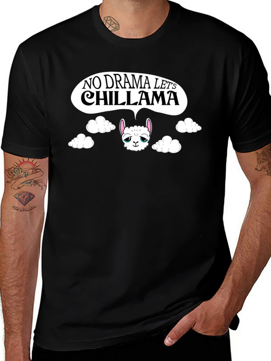 No Drama Lets Chill Llama Black T-Shirt