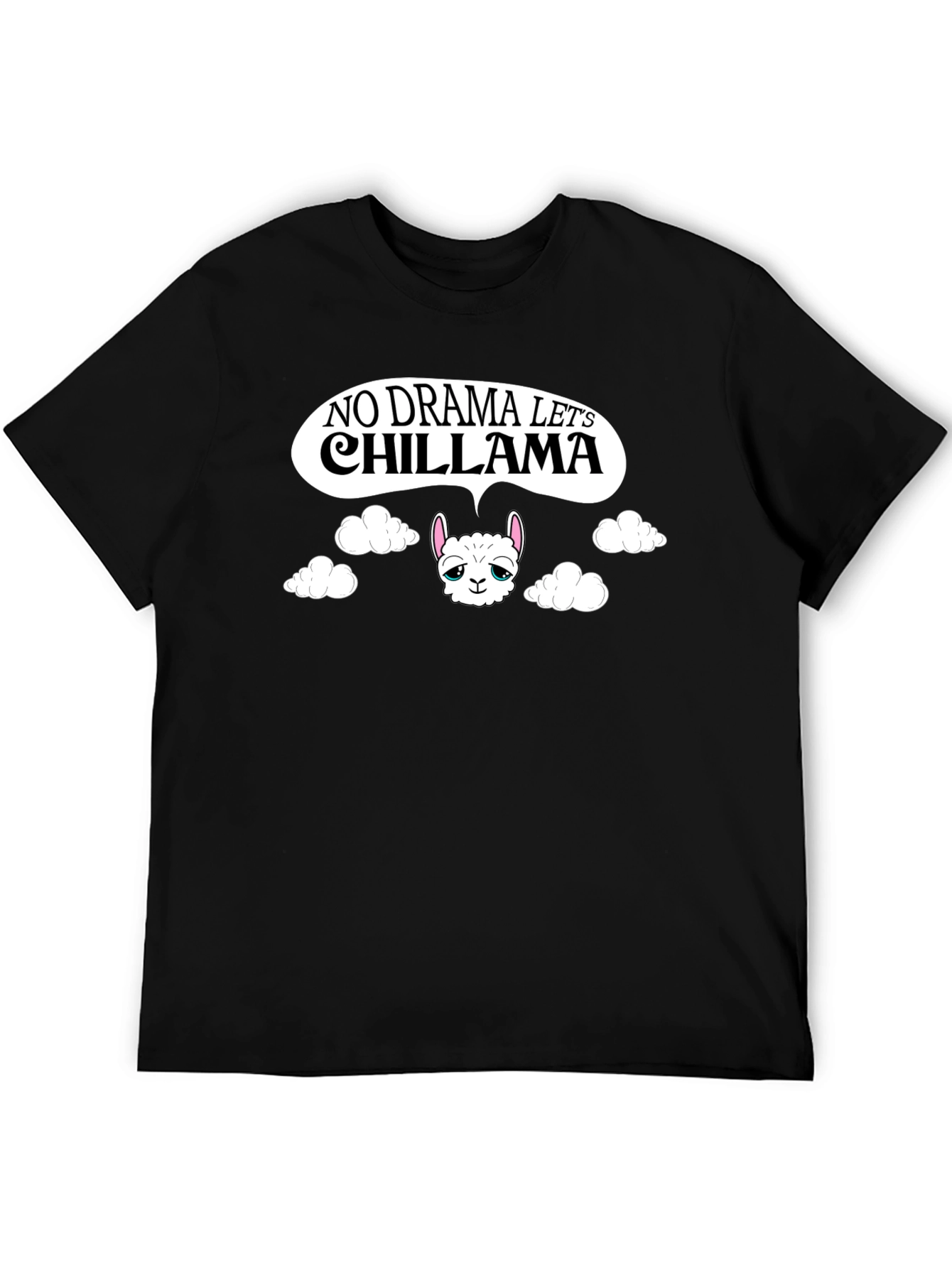 No Drama Lets Chill Llama Black T-Shirt