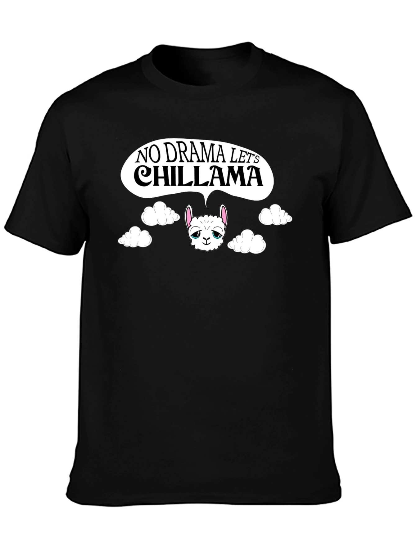 No Drama Lets Chill Llama Black T-Shirt