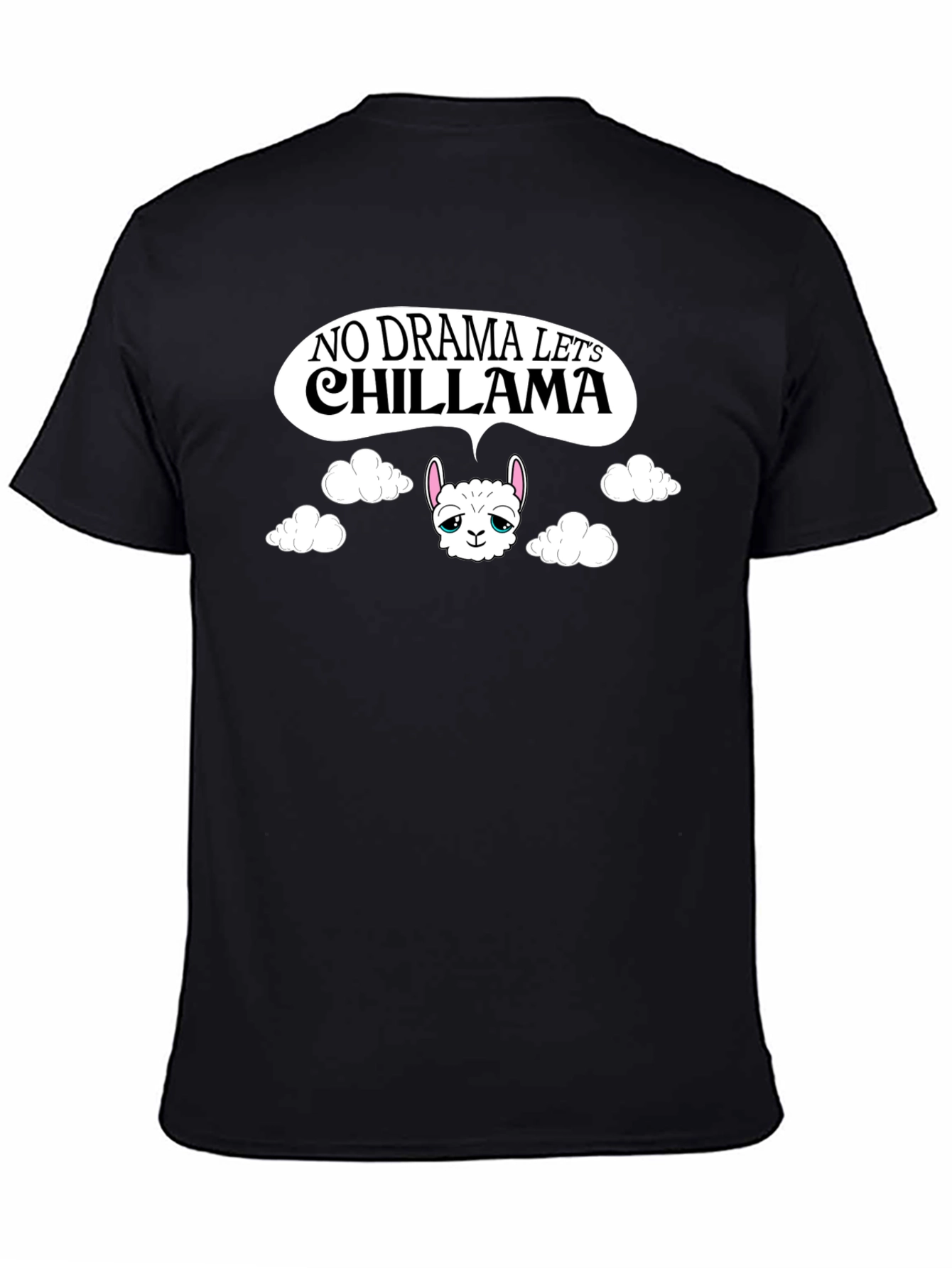 No Drama Lets Chill Llama Black T-Shirt