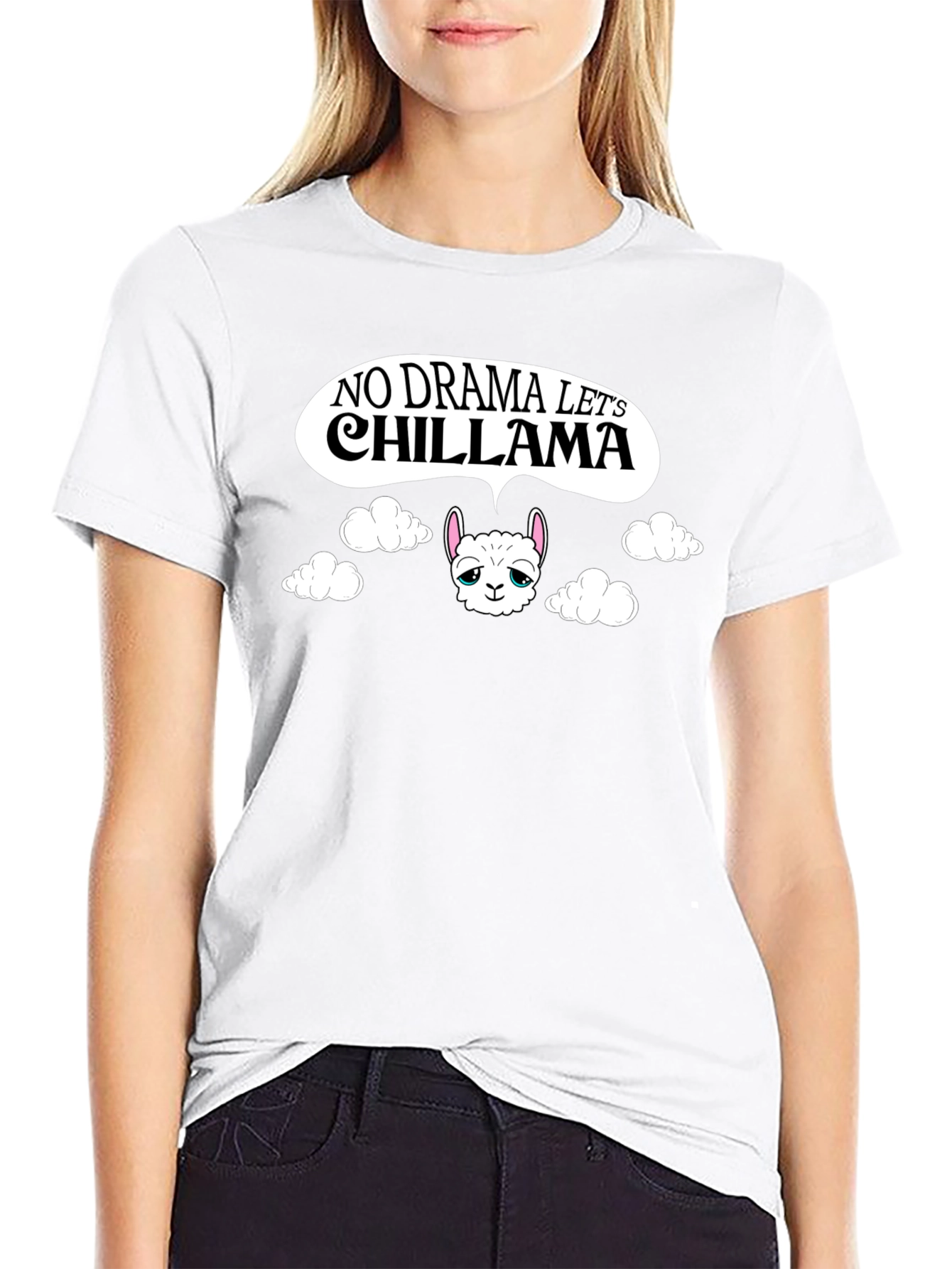 No Drama Lets Chill Llama Black T-Shirt
