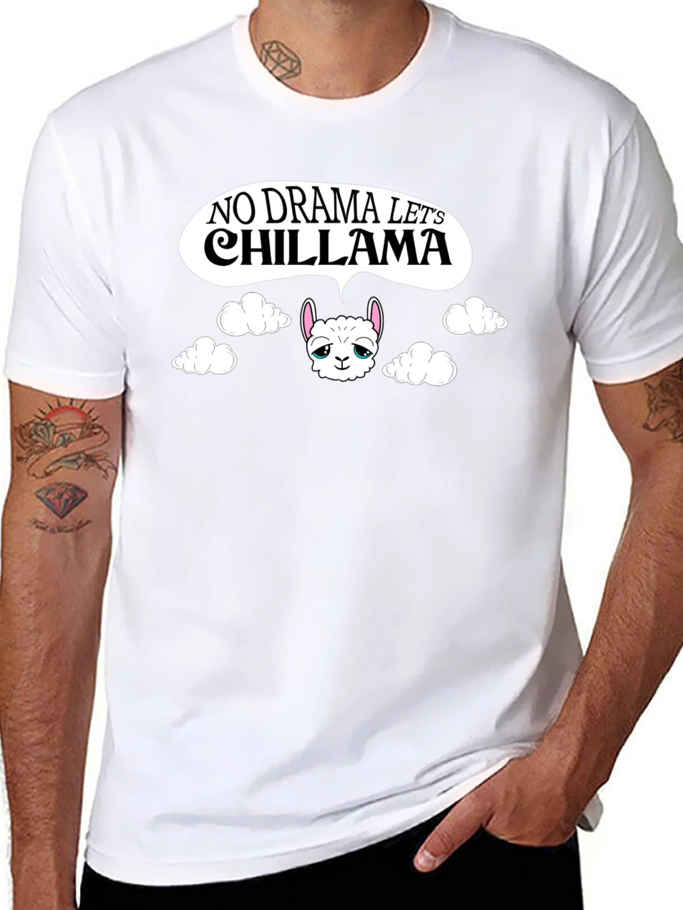 No Drama Lets Chill Llama Black T-Shirt