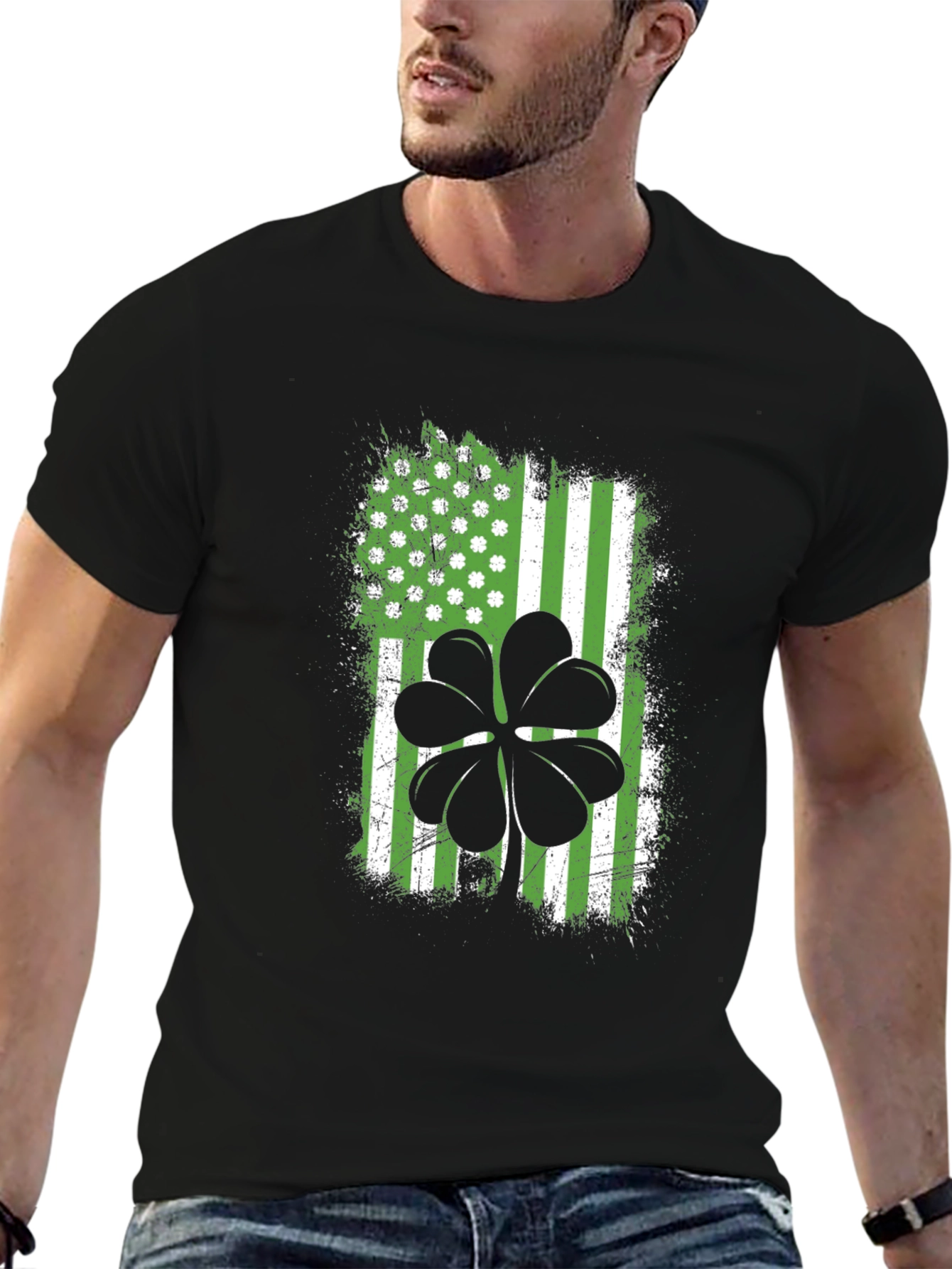 St. Patricks Day Shamrock USA Flag T-Shirt
