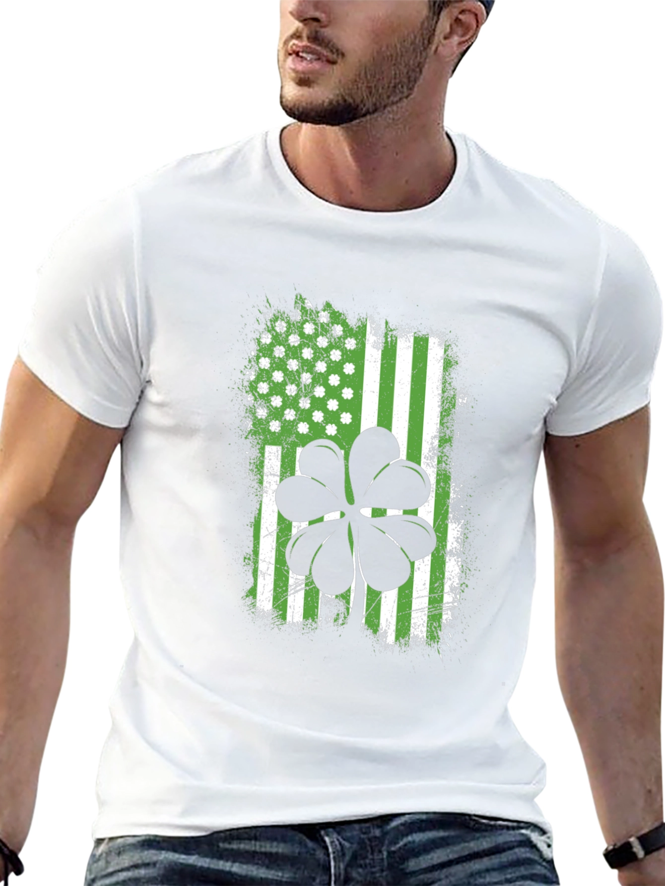 St. Patricks Day Shamrock USA Flag T-Shirt
