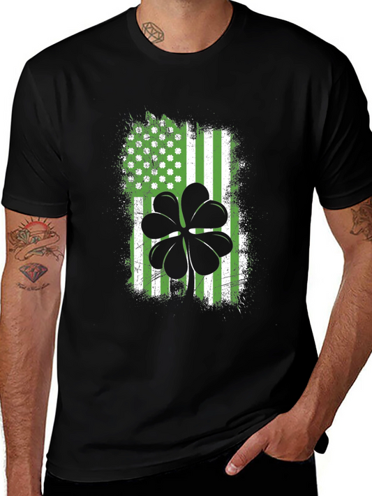 St. Patricks Day Shamrock USA Flag T-Shirt