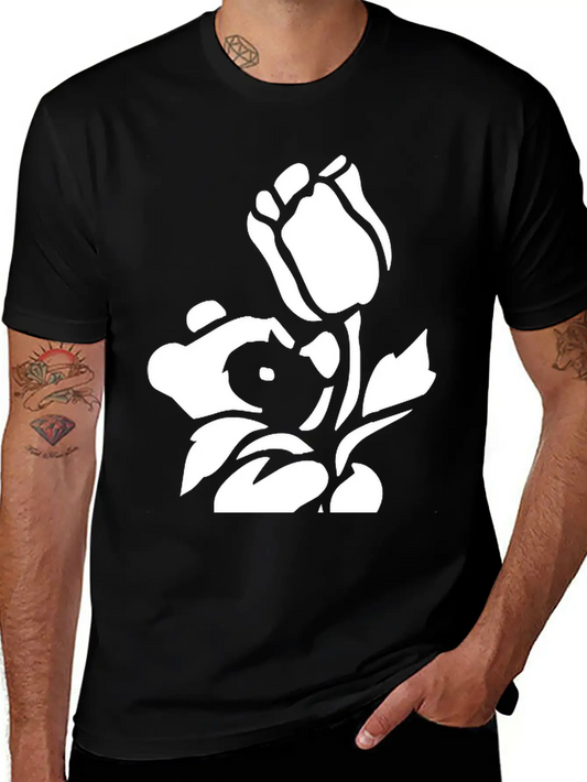 Baby Bear With A Giant Flower Soft Cotton Short Sleeve Tee – Unisex Wardrobe Staple