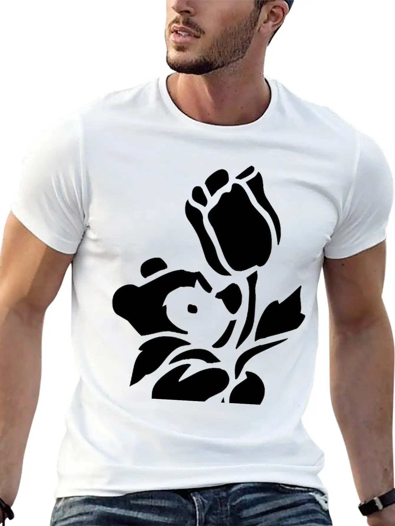 Baby Bear With A Giant Flower Soft Cotton Short Sleeve Tee – Unisex Wardrobe Staple