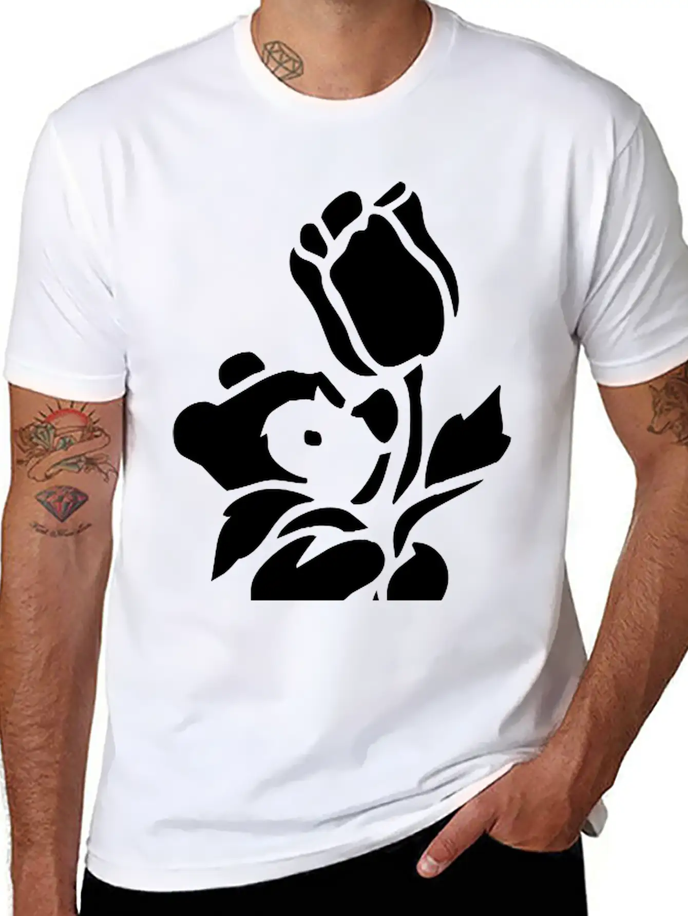 Baby Bear With A Giant Flower Soft Cotton Short Sleeve Tee – Unisex Wardrobe Staple