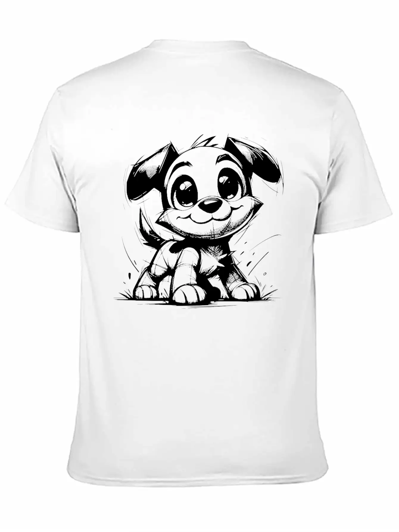 Baby Dog Pencil Sketch Big Eyes And Ears Classic Fit Graphic Tee For Daily Comfort – Unisex Cotton Shirt